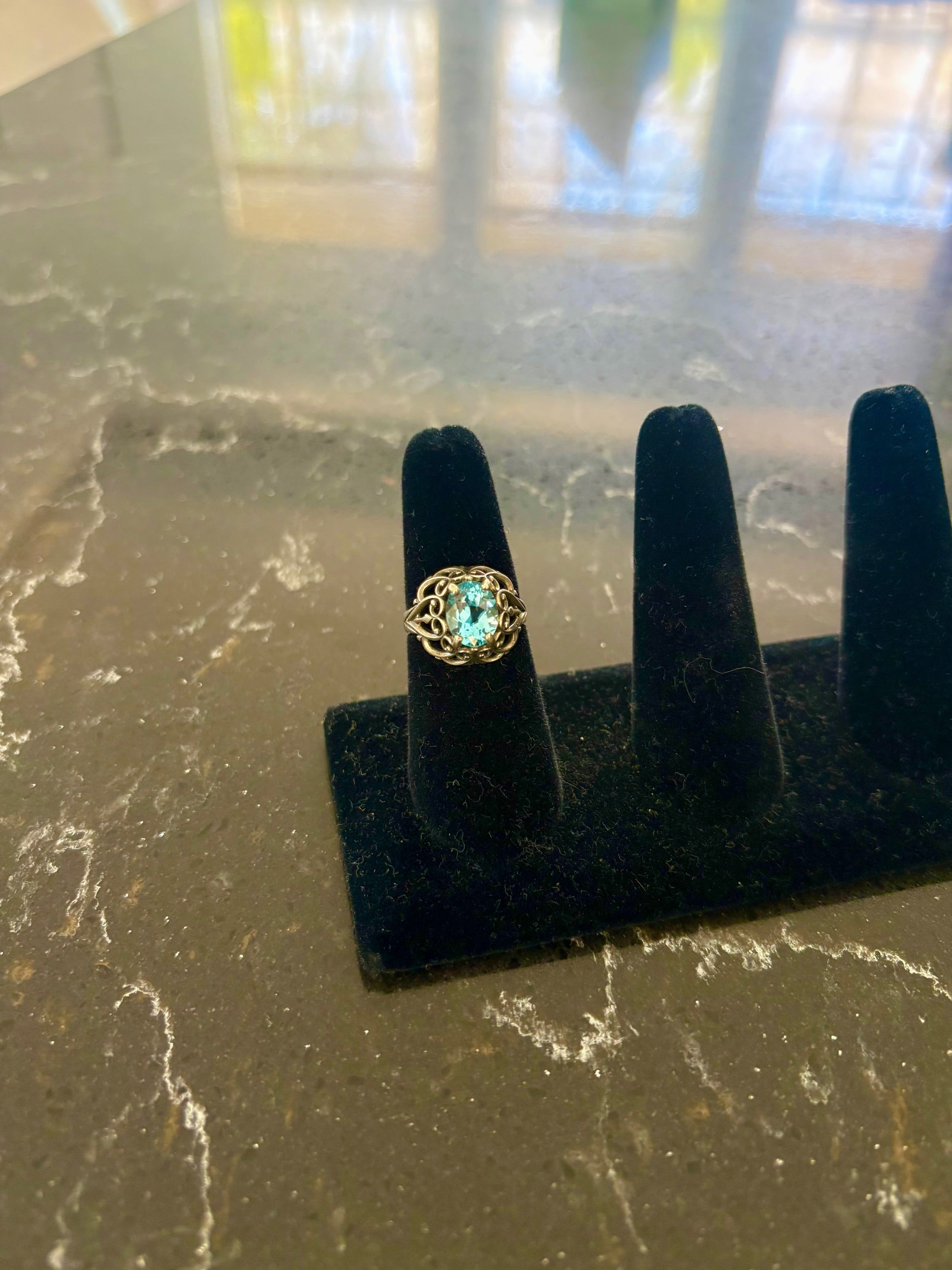 Silver Ring With Blue Stone