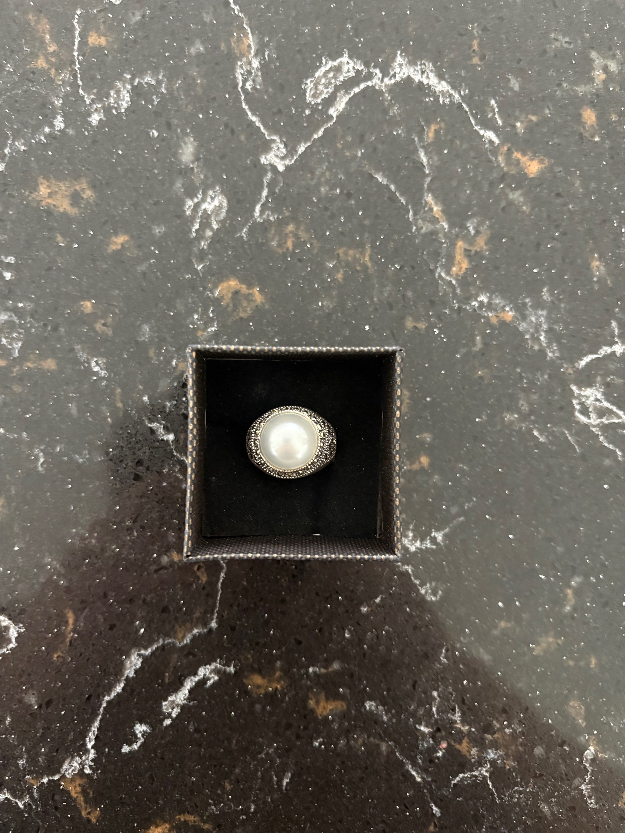 Silver Ring With Pearl Stone