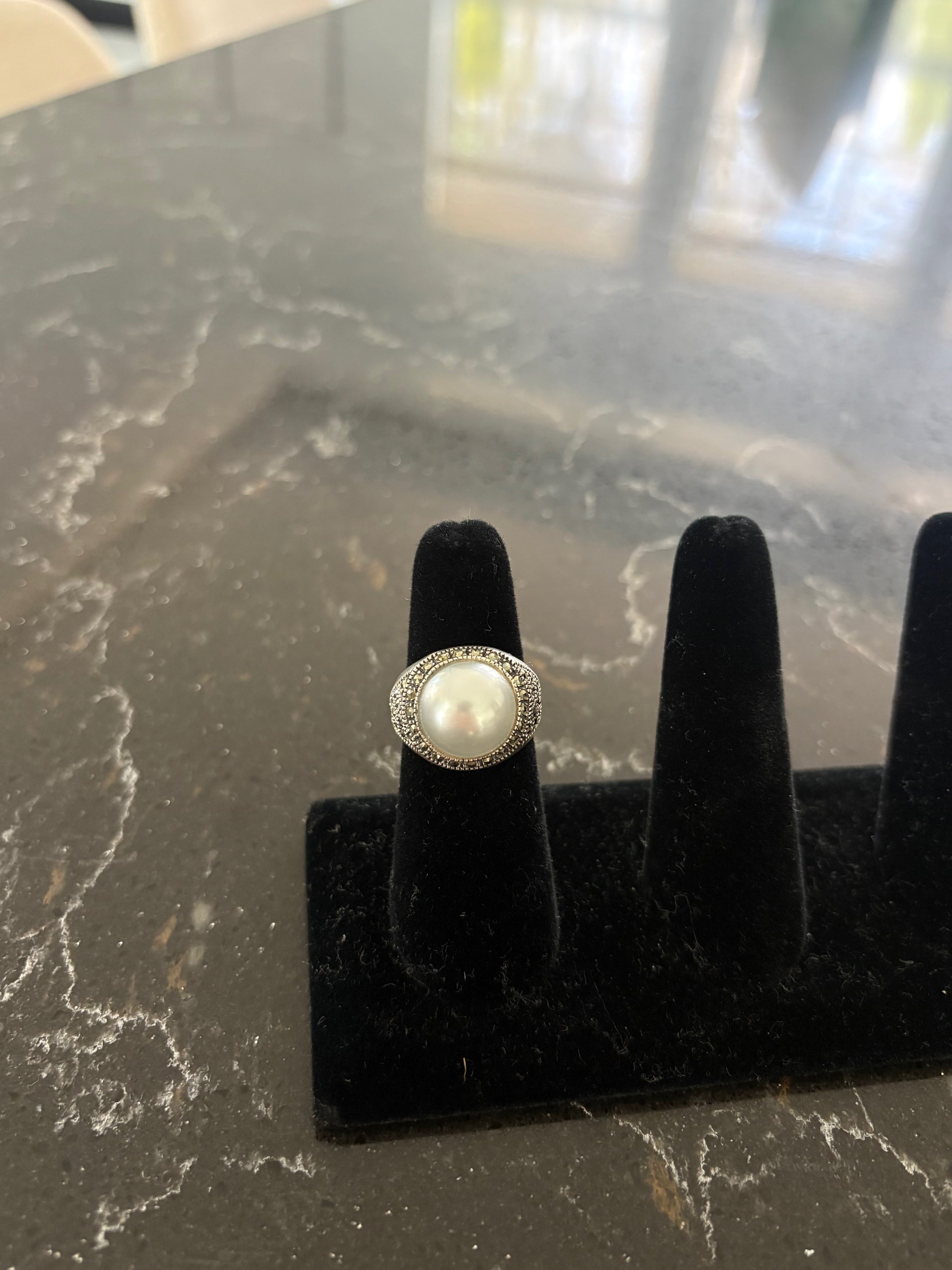 Silver Ring With Pearl Stone